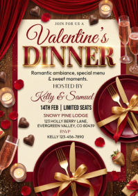 Red Valentine's Dinner Event A4 template