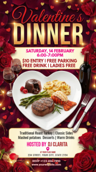 Red Valentine's Dinner Event Instagram Story template