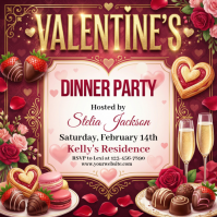 Red Valentine's Dinner Party Instagram Post template