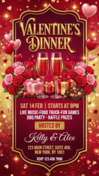 Red Valentine's Dinner Party Instagram Story template