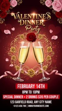 Red Valentine's Dinner Party Instagram Story template