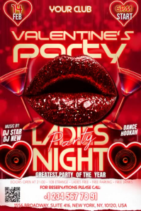 Red Valentine's Ladies Night Party Banner 4' × 6' Video template