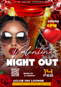 Red Valentine's Night Out Event A4 template