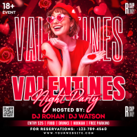 Red Valentine's Night Party Kwadrat (1:1) template