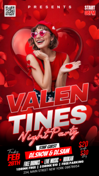 Red Valentine's Night Party Instagram Story template
