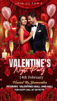 Red Valentine's Night Party Instagram Story Video template