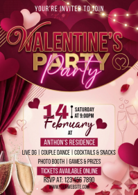Red Valentine's Party A4 template