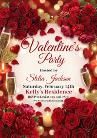 Red Valentine's Party A4 template