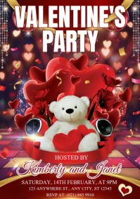 Red Valentine's Party A4 template