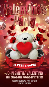 Red Valentine's Party Instagram Story Video template