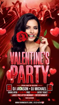 Red Valentine's Party Instagram Story Video template