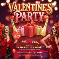 Red Valentine's Party Square Video template
