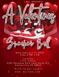 Red Valentine's Sneaker Ball Flyer Video Volante (Carta US) template