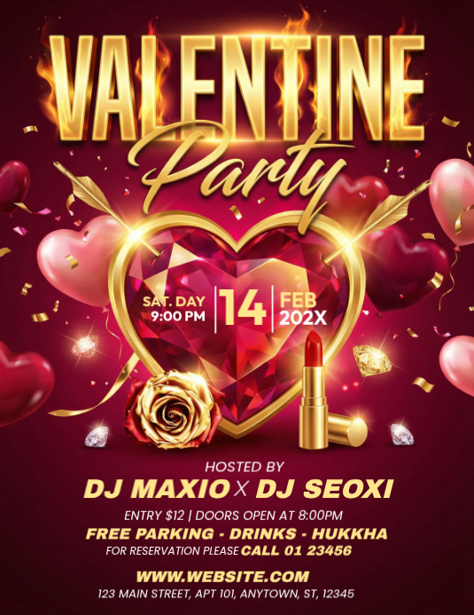 Plantilla de Red Valentine's Day Party Flyer | PosterMyWall