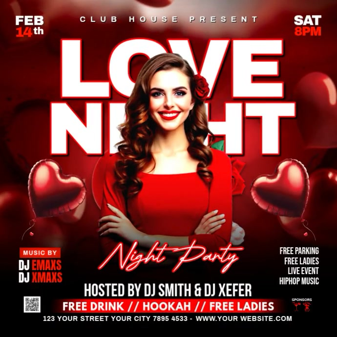 Red Valentine's Day Party Instagram Post Video Template | PosterMyWall