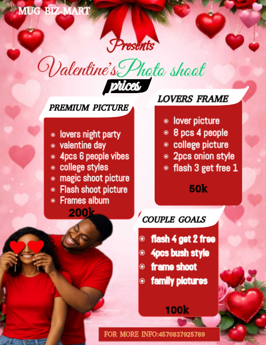 Plantilla de Red Valentine's Day Photo Shoot Flyer | PosterMyWall