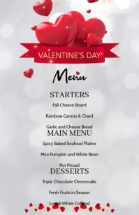 Red Valentine's Food Menu Tabloid template