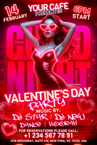 Red Valentine Cupid Night Banner 4' × 6' template