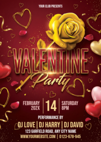 Red Valentine Party A6 template