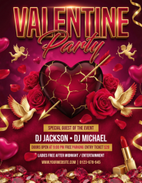 Red Valentine Party Flyer template
