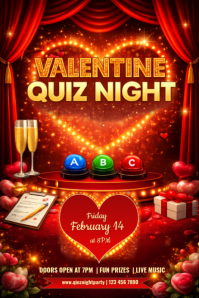 Red Valentine Quiz Night Poster template