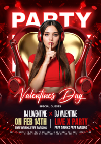 Red valentines day A5 template