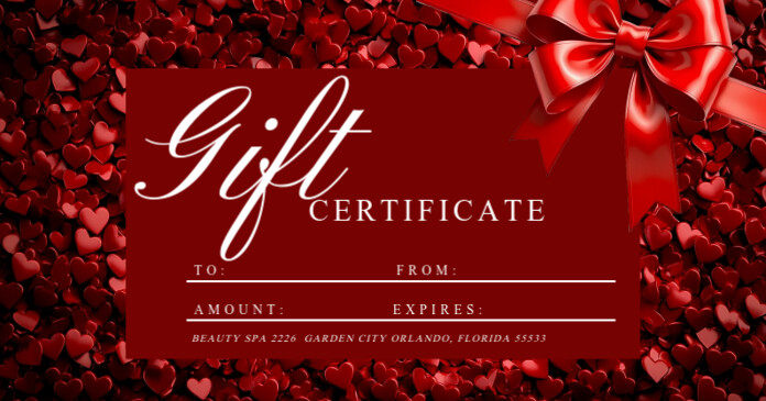Red Valentines Gift Certificate Facebook Shared Image template