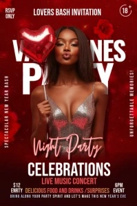 Red Valentines Party Poster Póster template