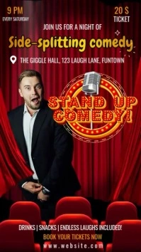 Red Vintage Amazing Stand Up Comedy Ad Tiktok Video template
