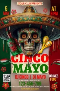 Red Vintage Cinco De Mayo Banner 4' × 6' template