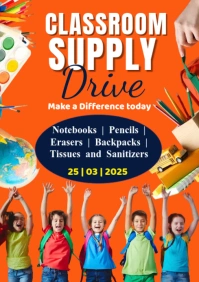 Red Vintage Classroom Supply Drive A1 template