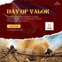 Red Vintage Day of Valor Square Video Quadrat (1:1) template