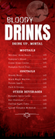 Red Vintage Halloween Bar Menu Roll Up Banner 2' × 5' template