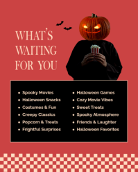 Red Halloween Movie Night Instagram Portrait Template - Page 2