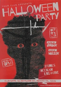 Red Vintage Halloween Party  A4 template