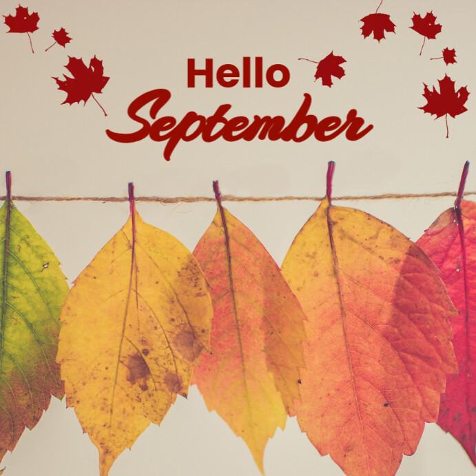 Red Vintage Hello September Instagram Post Template | PosterMyWall