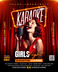 Red Vintage Karaoke Music Night Party Instagram Portrait template