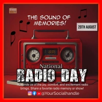 Red Vintage National Radio Day  Square (1:1) template