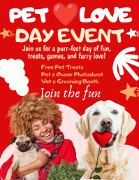 Red Vintage Pet Love Day Event Flyer (us Letter) template