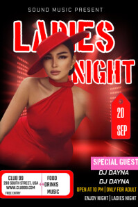 Red Vintage Red Ladies Night Poster template