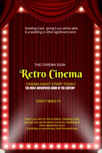 Red Vintage Retro Cinema Night Pinterest Graphic template
