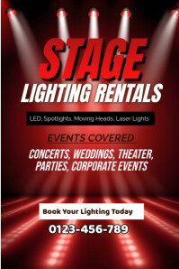 Red Vintage Stage Lighting Rentals Poster template