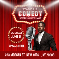 Red Vintage Stand-up Comedy Poster Logo template