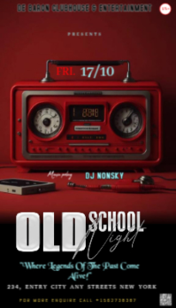 Red Vintage This Image Is An Event Flyer Or Poster Template Advertising An "old School Night" Busine Visitenkarte