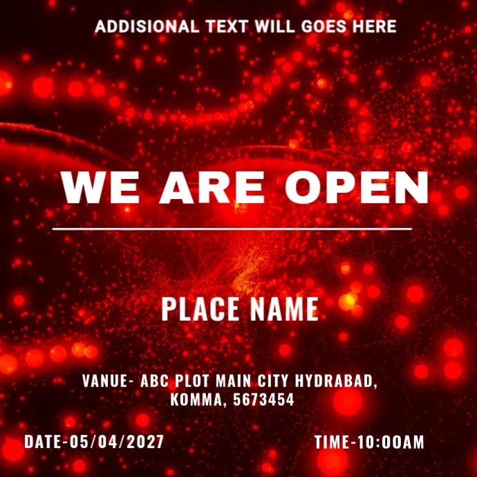 Red Vintage We Are Open  Instagram Post template