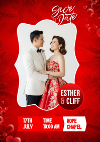 Red Wedding Save the Date A4 template