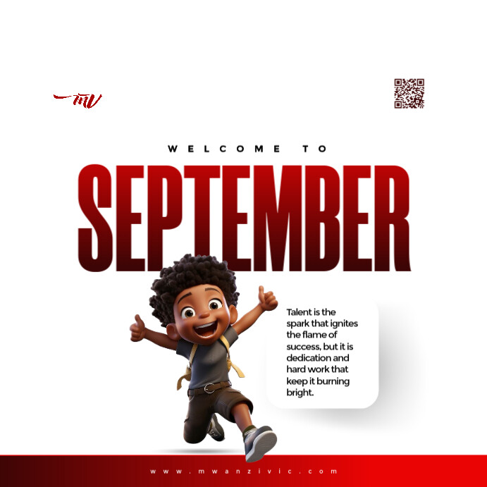 Red Welcome to September Social Media Post Template | PosterMyWall