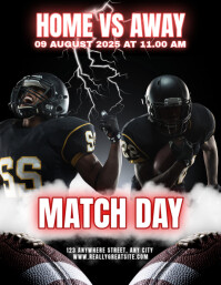 Red White and Black Dynamic Football Match Day Instagram Post Flyer (US Letter) template