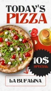red white and black pizza social media advertising | restaurant special pizza | instagram story template