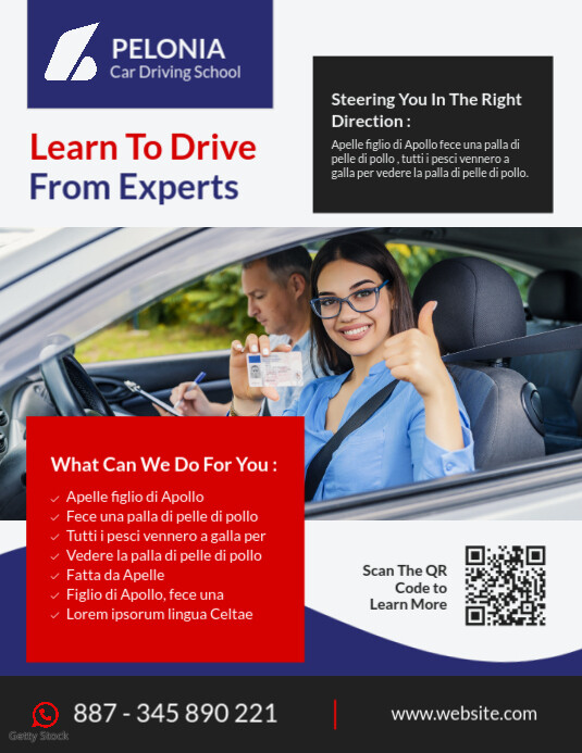 red white black and blue car driving advertisement flyer template ...
